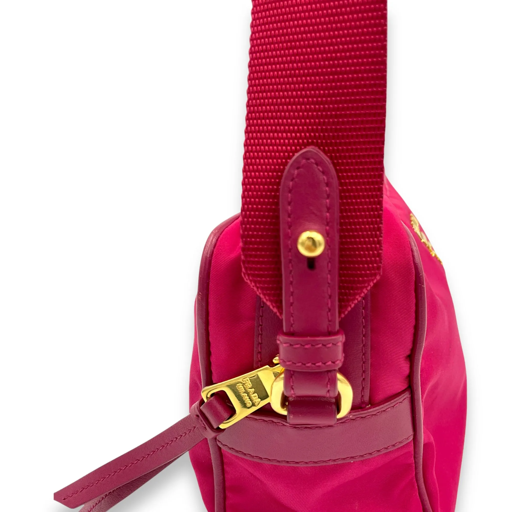 Logo Pink Crossbody Bag in Nylon, Gold hardware