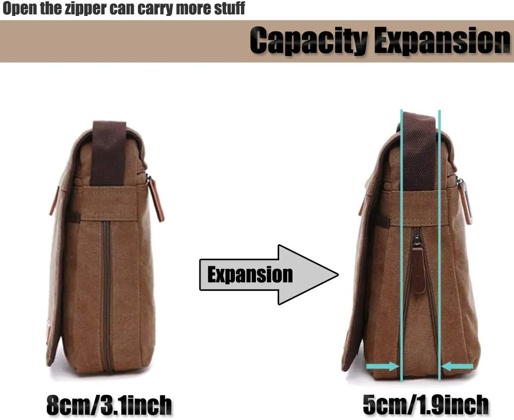 LOSMILE Men's Shoulder Bags, Canvas Shoulder Bags, Laptop Bag, School Bag, for School and Work, for Men and Women