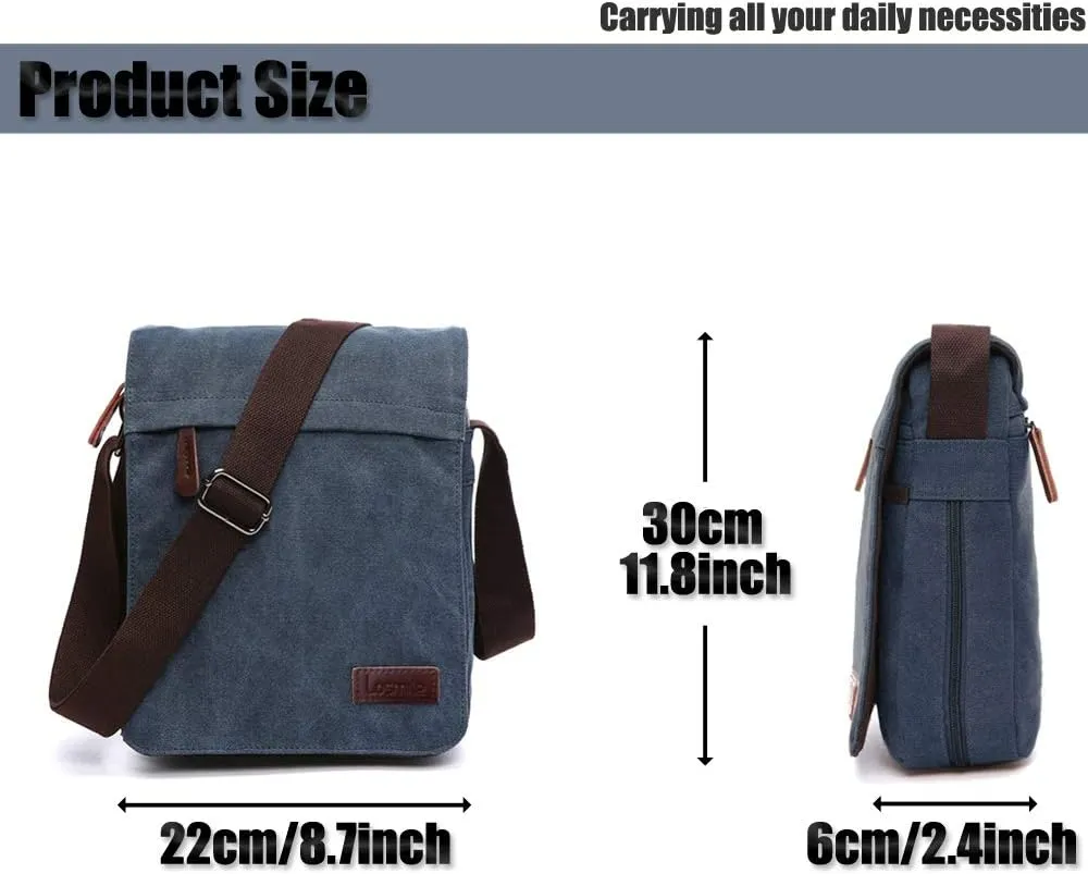 LOSMILE Men's Shoulder Bags, Canvas Shoulder Bags, Laptop Bag, School Bag, for School and Work, for Men and Women