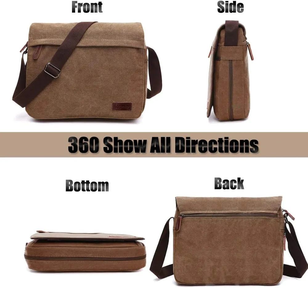 LOSMILE Men's Shoulder Bags, Canvas Shoulder Bags, Laptop Bag, School Bag, for School and Work, for Men and Women