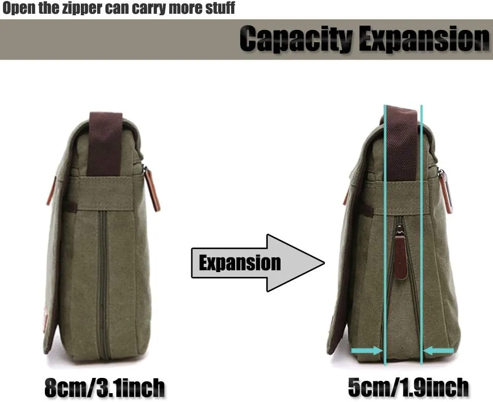 LOSMILE Men's Shoulder Bags, Canvas Shoulder Bags, Laptop Bag, School Bag, for School and Work, for Men and Women
