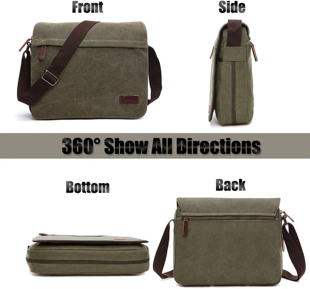LOSMILE Men's Shoulder Bags, Canvas Shoulder Bags, Laptop Bag, School Bag, for School and Work, for Men and Women