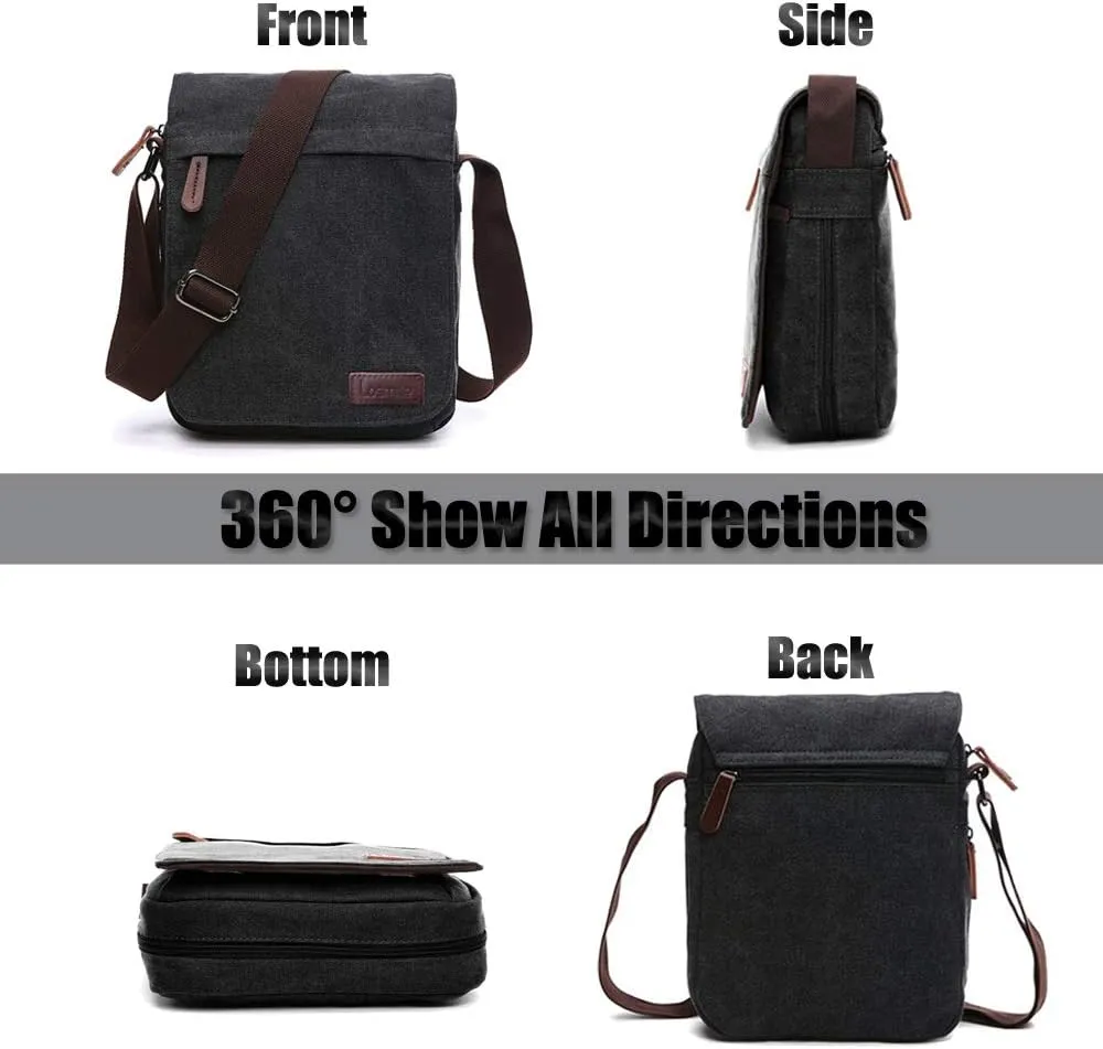 LOSMILE Men's Shoulder Bags, Canvas Shoulder Bags, Laptop Bag, School Bag, for School and Work, for Men and Women