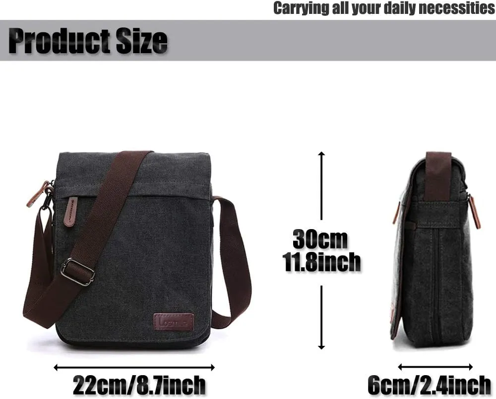 LOSMILE Men's Shoulder Bags, Canvas Shoulder Bags, Laptop Bag, School Bag, for School and Work, for Men and Women