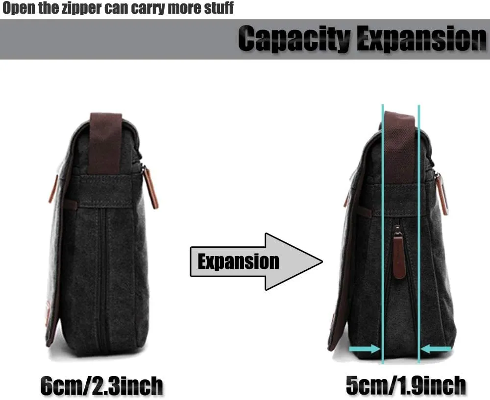 LOSMILE Men's Shoulder Bags, Canvas Shoulder Bags, Laptop Bag, School Bag, for School and Work, for Men and Women