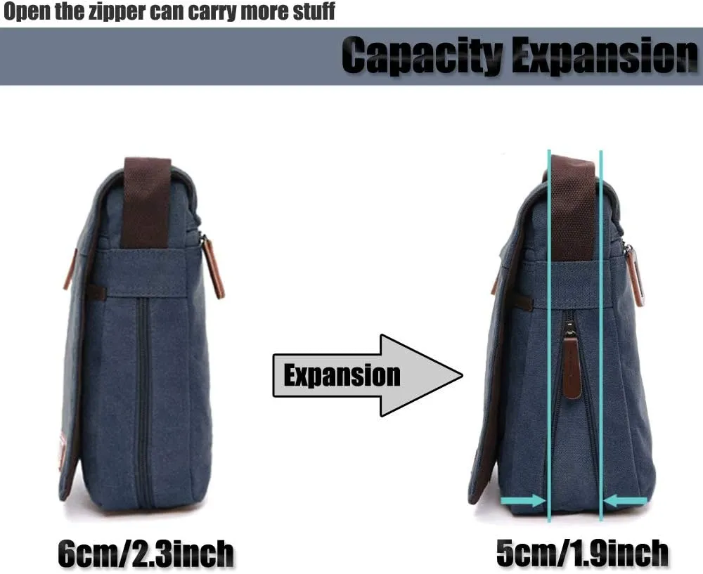 LOSMILE Men's Shoulder Bags, Canvas Shoulder Bags, Laptop Bag, School Bag, for School and Work, for Men and Women
