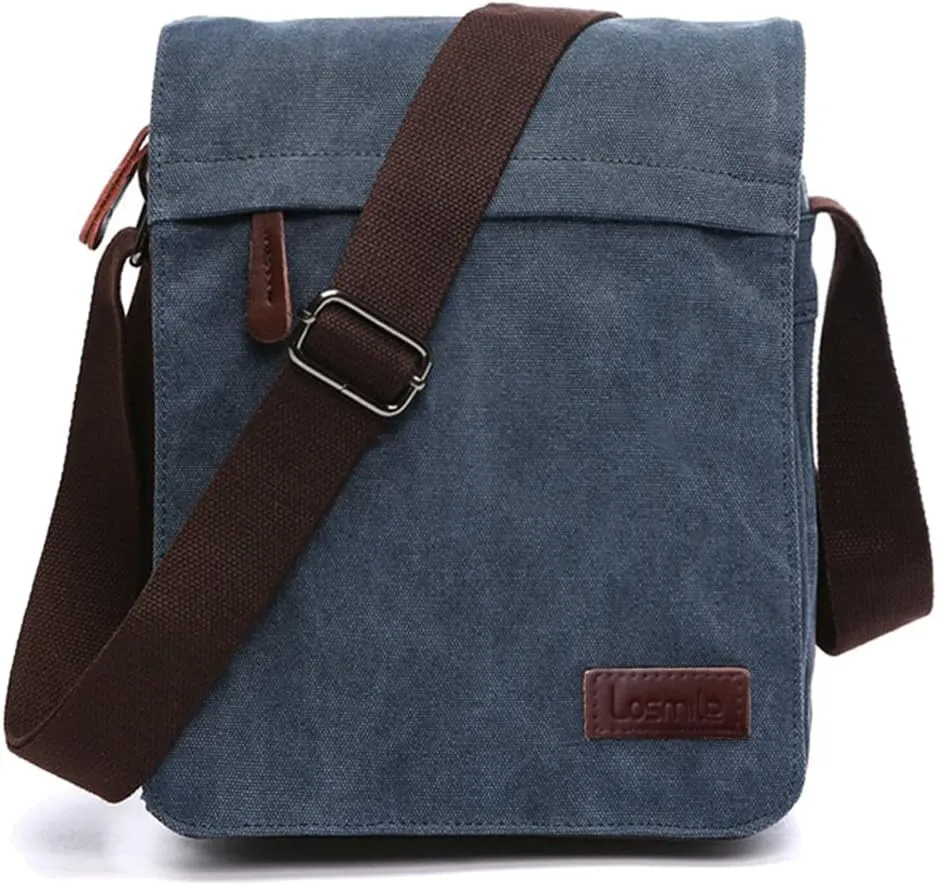LOSMILE Men's Shoulder Bags, Canvas Shoulder Bags, Laptop Bag, School Bag, for School and Work, for Men and Women