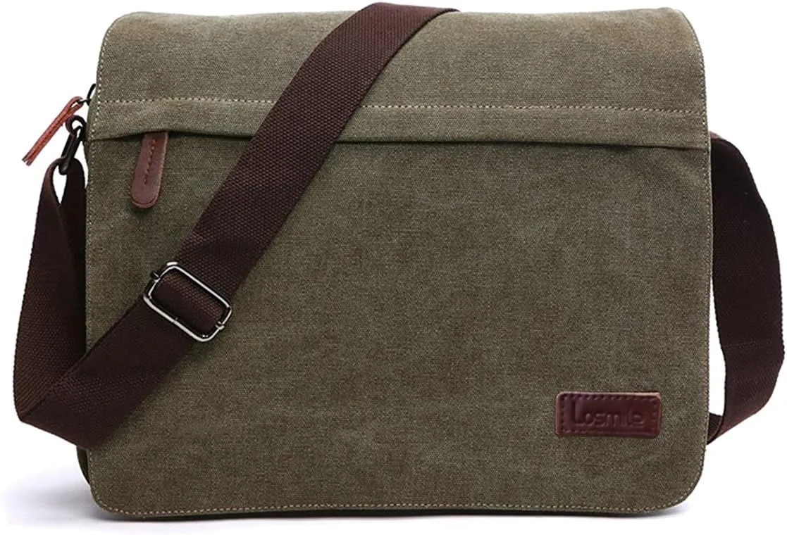 LOSMILE Men's Shoulder Bags, Canvas Shoulder Bags, Laptop Bag, School Bag, for School and Work, for Men and Women