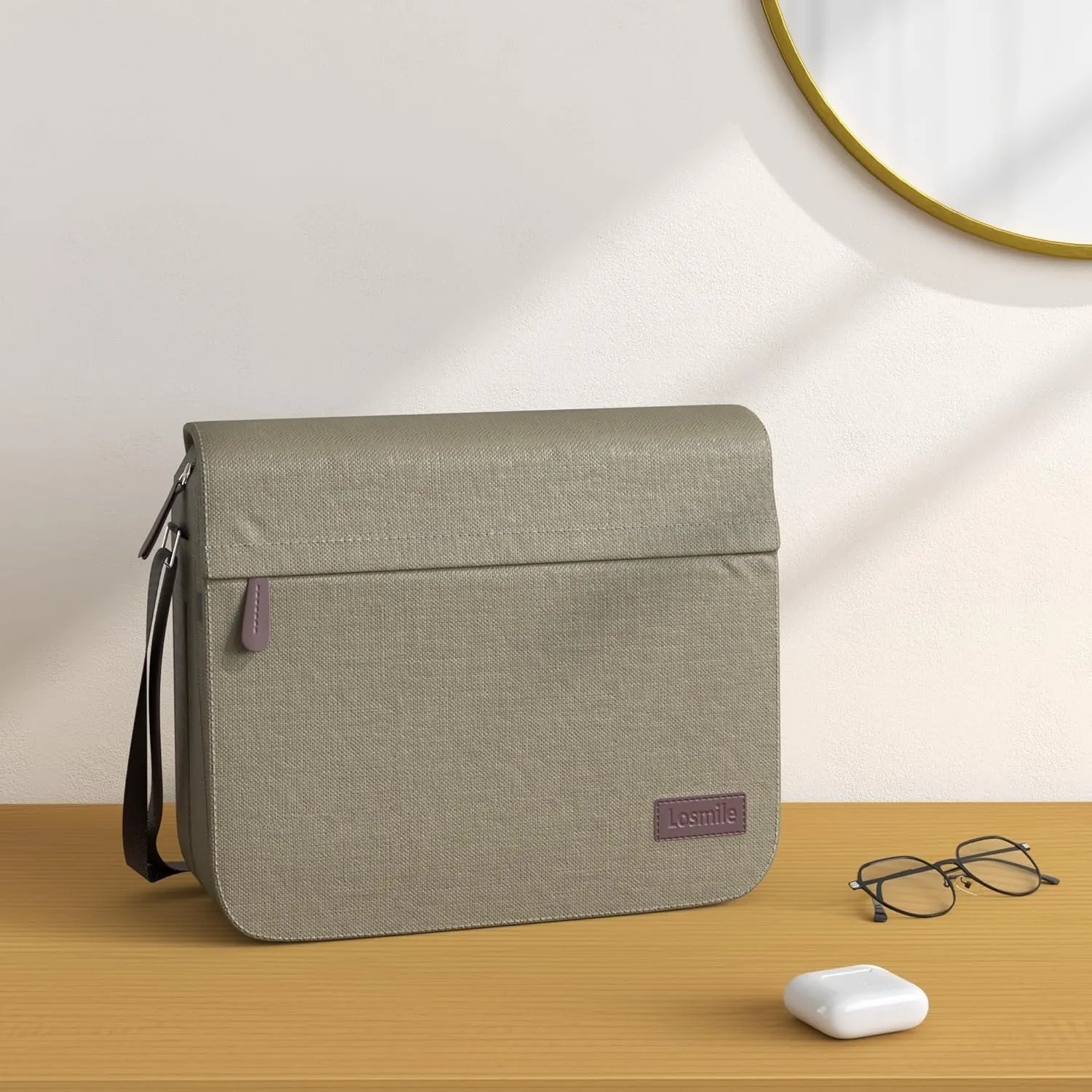 LOSMILE Men's Shoulder Bags, Canvas Shoulder Bags, Laptop Bag, School Bag, for School and Work, for Men and Women