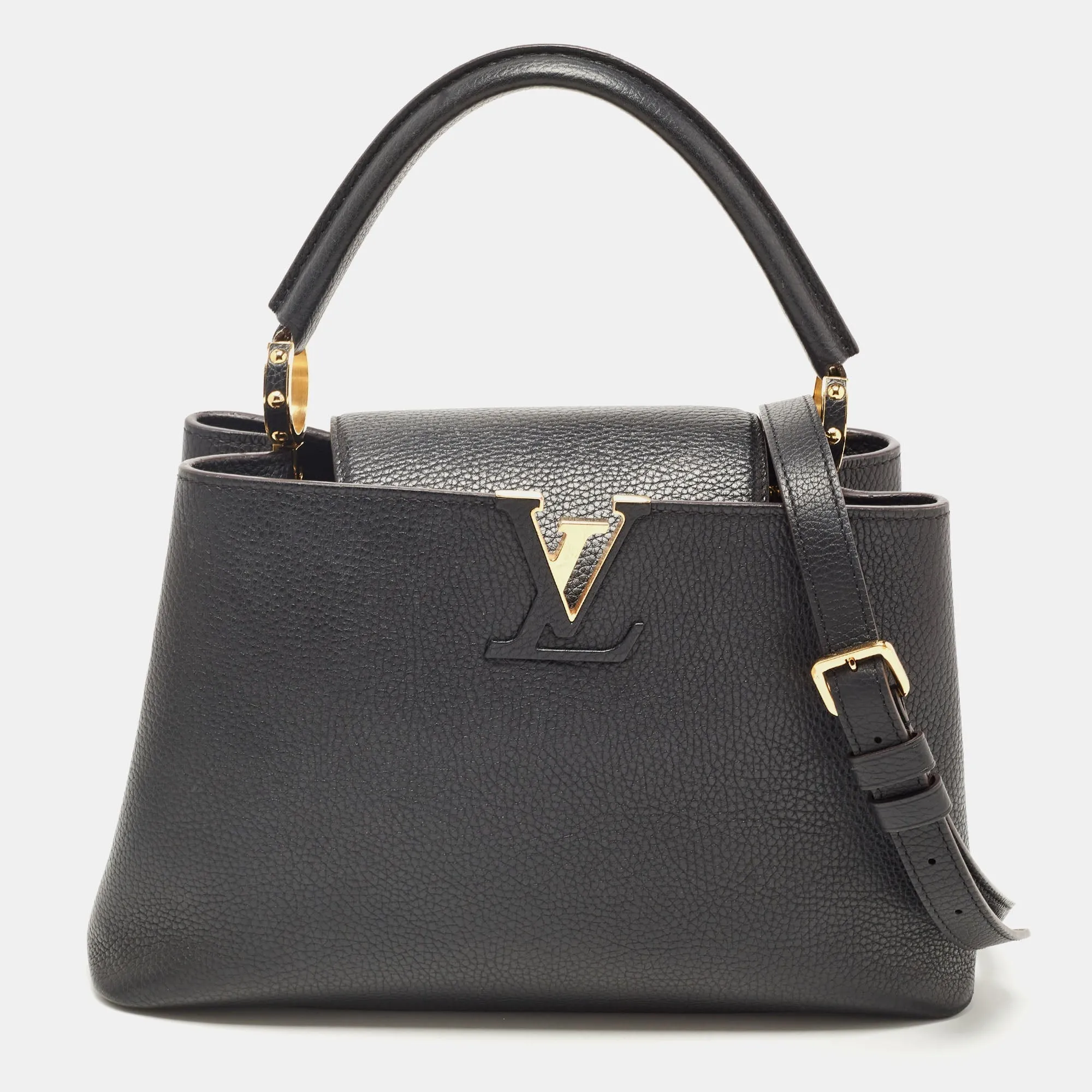 LOUIS VUITTON Black Taurillon Leather Capucines PM Bag