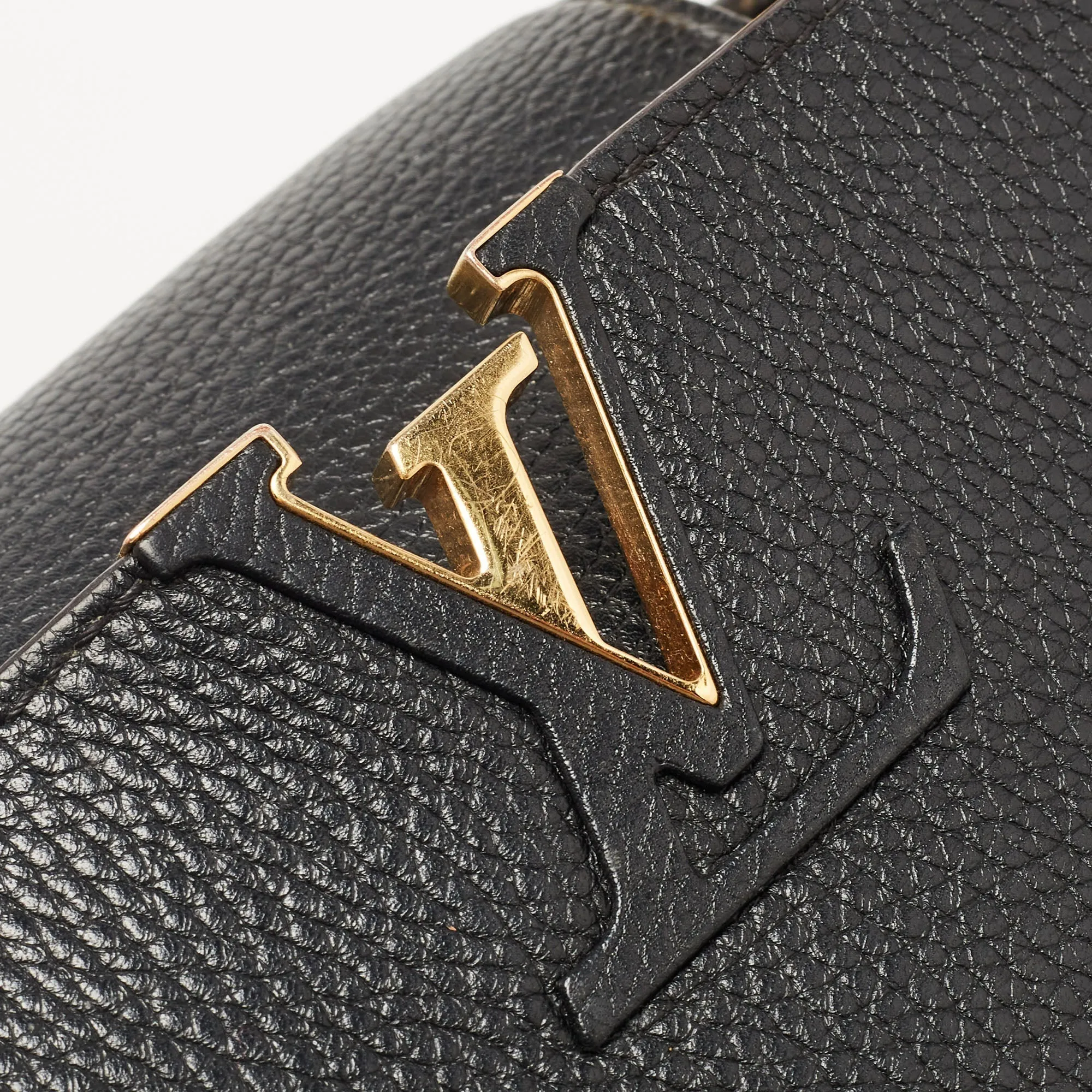 LOUIS VUITTON Black Taurillon Leather Capucines PM Bag