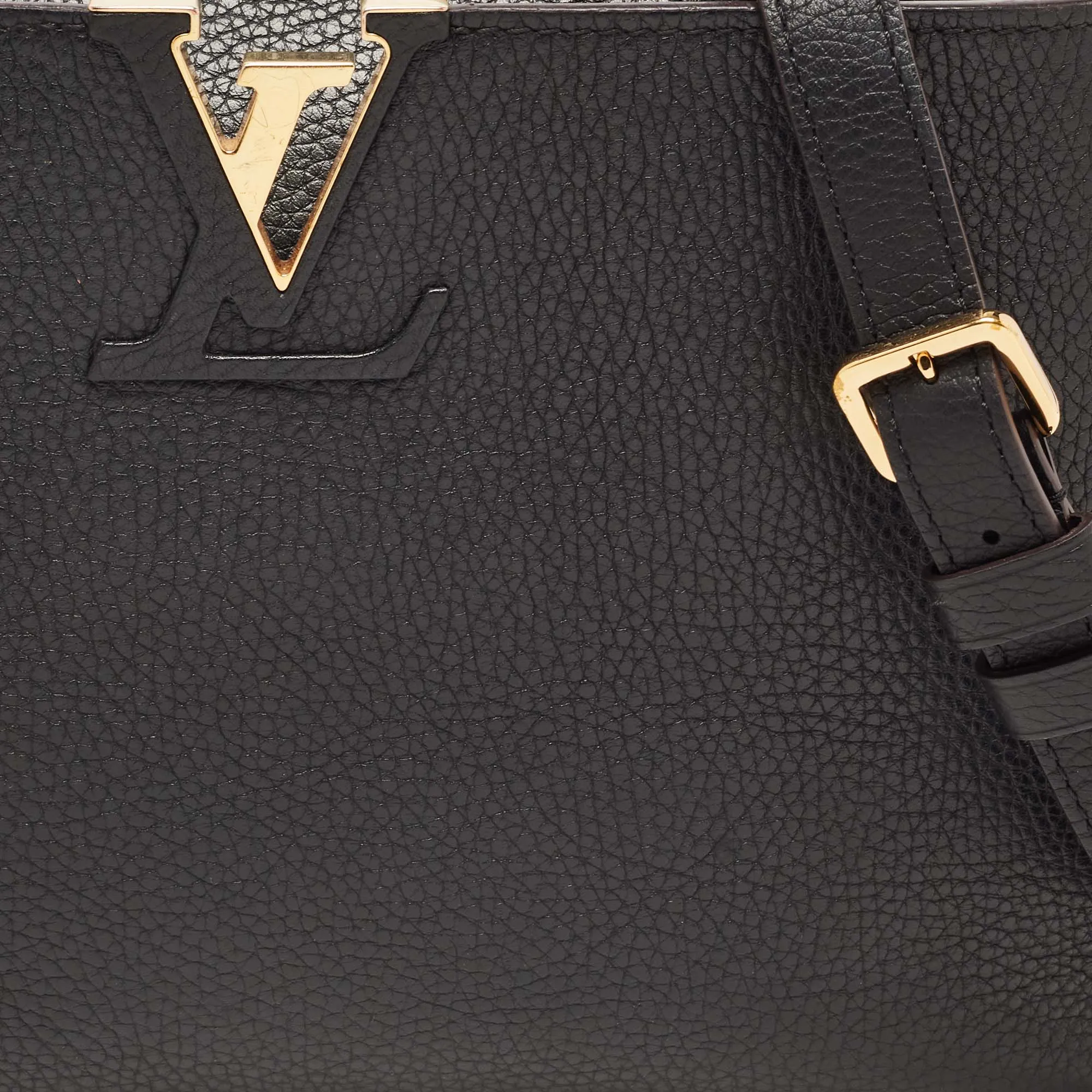 LOUIS VUITTON Black Taurillon Leather Capucines PM Bag