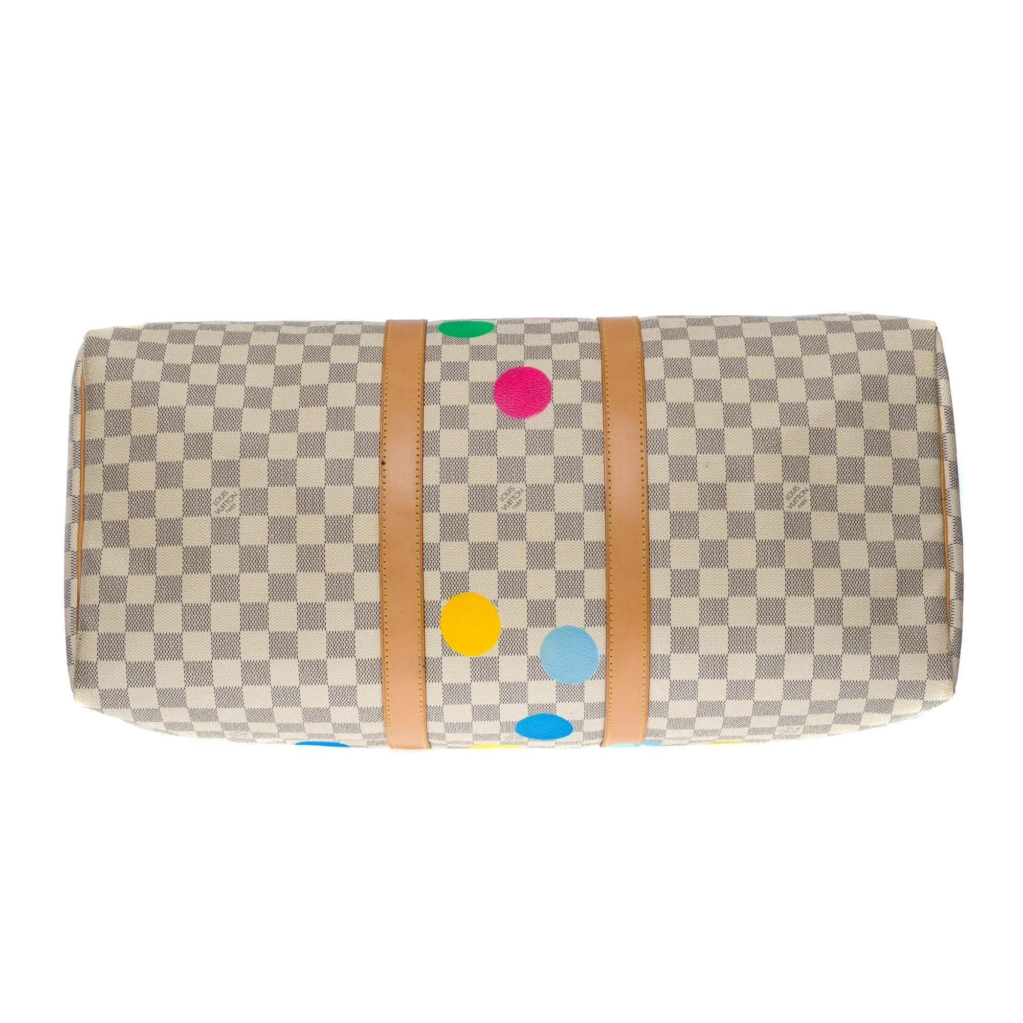 LOUIS VUITTON Customized "Summer X Spring" Keepall 50 travel bag in azure canvas