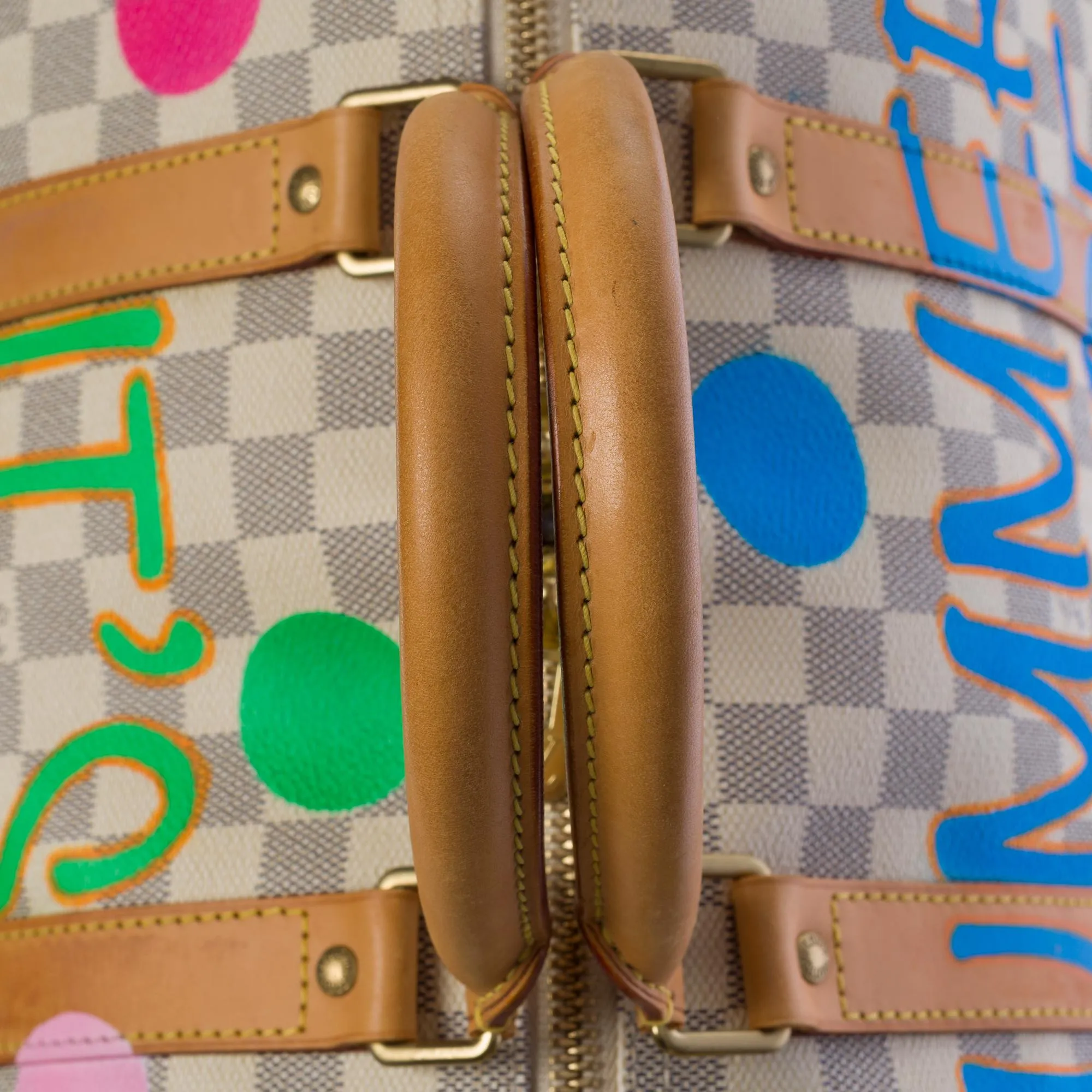 LOUIS VUITTON Customized "Summer X Spring" Keepall 50 travel bag in azure canvas