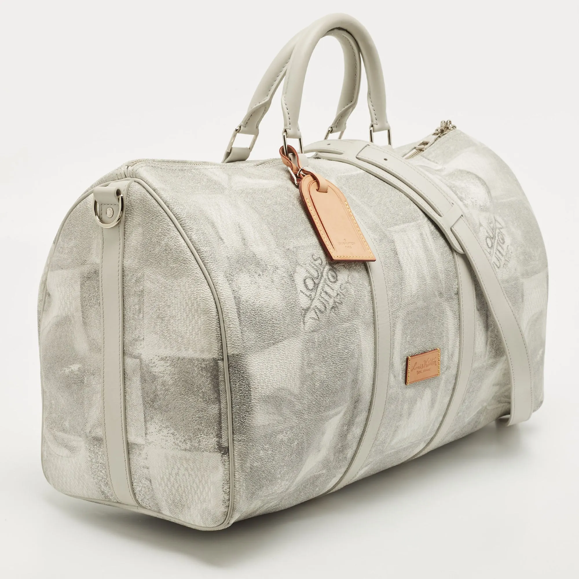 LOUIS VUITTON Damier Salt Canvas Keepall 50 Bandouliere Bag