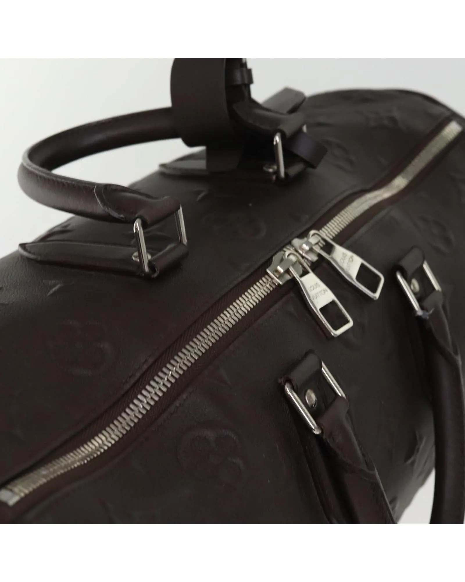 LOUIS VUITTON Keepall Bandouliere 55 Travel Bag Brown Monogram Embossed Leather M41416