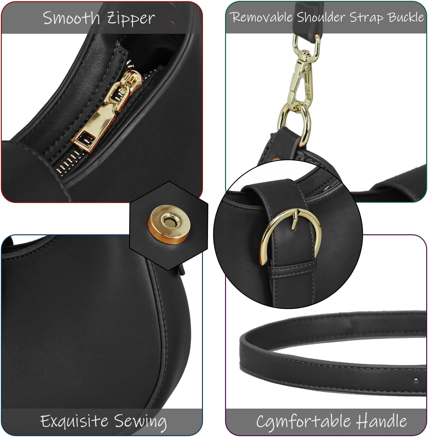 Luna Crossbody Bag for Women Small Crescent Shoulder Purse with Adjustable Strap Cute Mini Handbags for Going Out