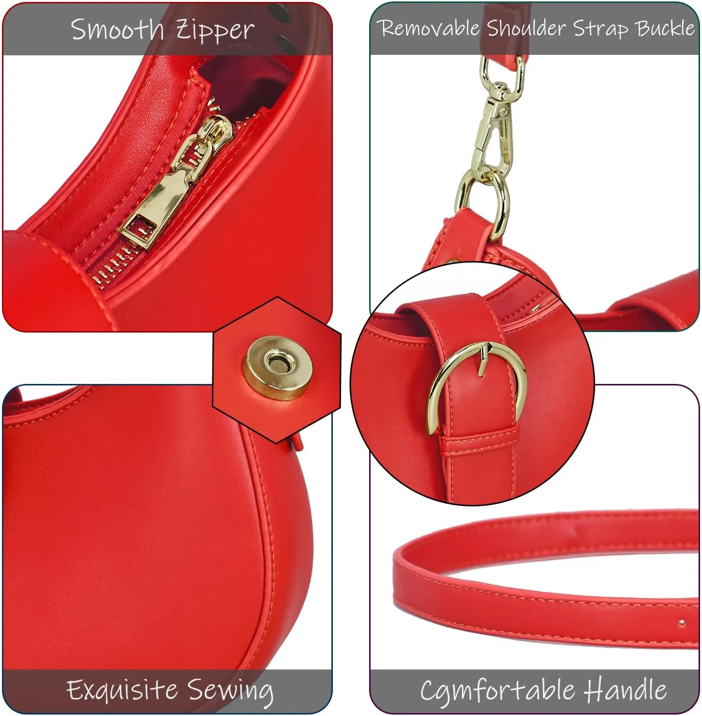 Luna Crossbody Bag for Women Small Crescent Shoulder Purse with Adjustable Strap Cute Mini Handbags for Going Out