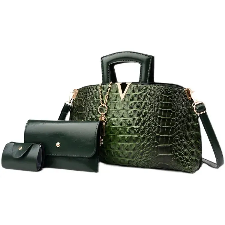 Luxury 3 Sets Fashion High Quality Leather Women Tote Handbag