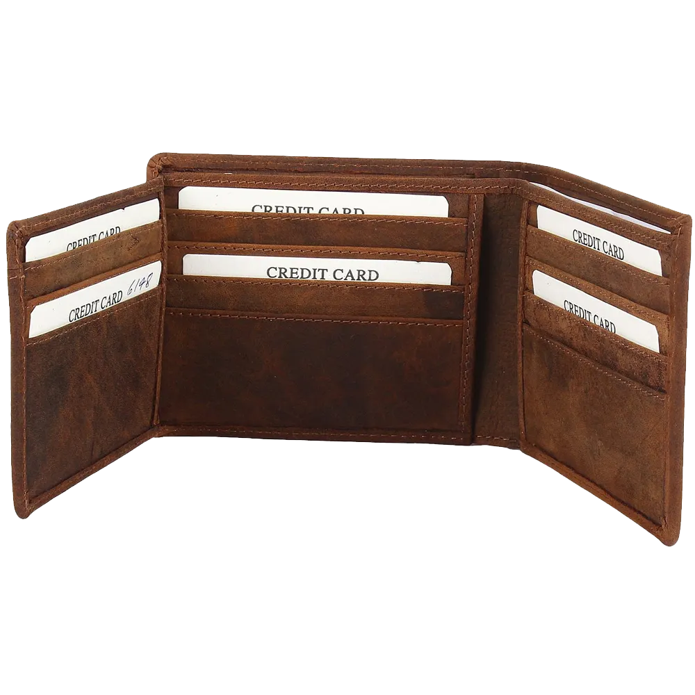 Luxury Leather Trifold Wallets For Men Extra Capacity For Credit Cards