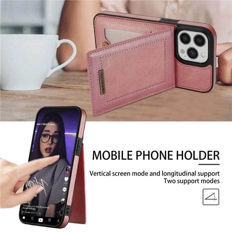 Luxury Vegan Leather iPhone 14 Pro Max Wallet Card Slots Holder