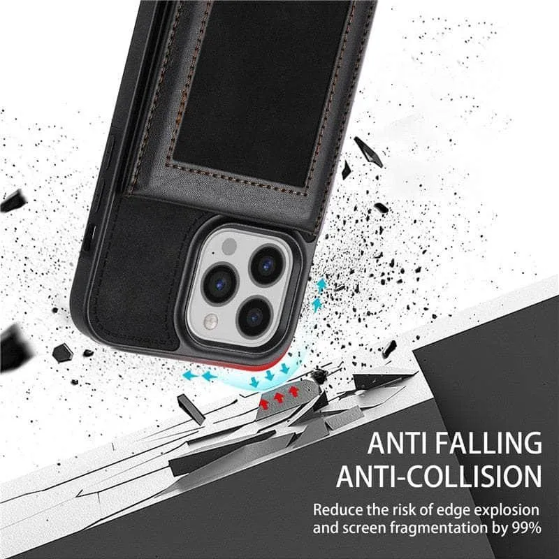 Luxury Vegan Leather iPhone 14 Pro Max Wallet Card Slots Holder