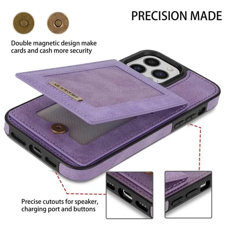 Luxury Vegan Leather iPhone 14 Pro Max Wallet Card Slots Holder