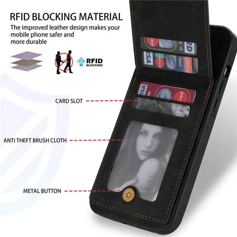 Luxury Vegan Leather iPhone 14 Pro Max Wallet Card Slots Holder