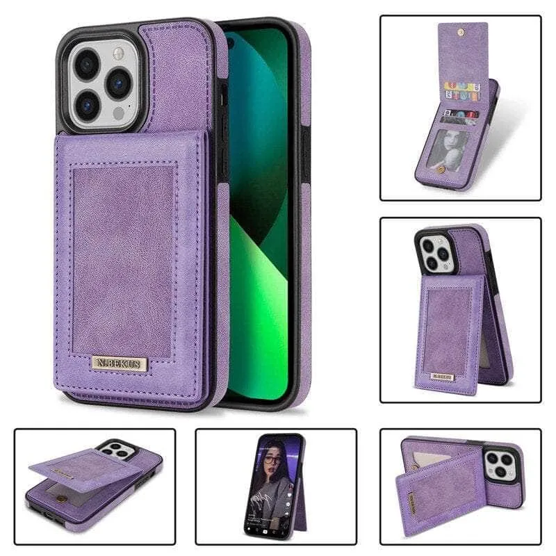 Luxury Vegan Leather iPhone 14 Pro Max Wallet Card Slots Holder