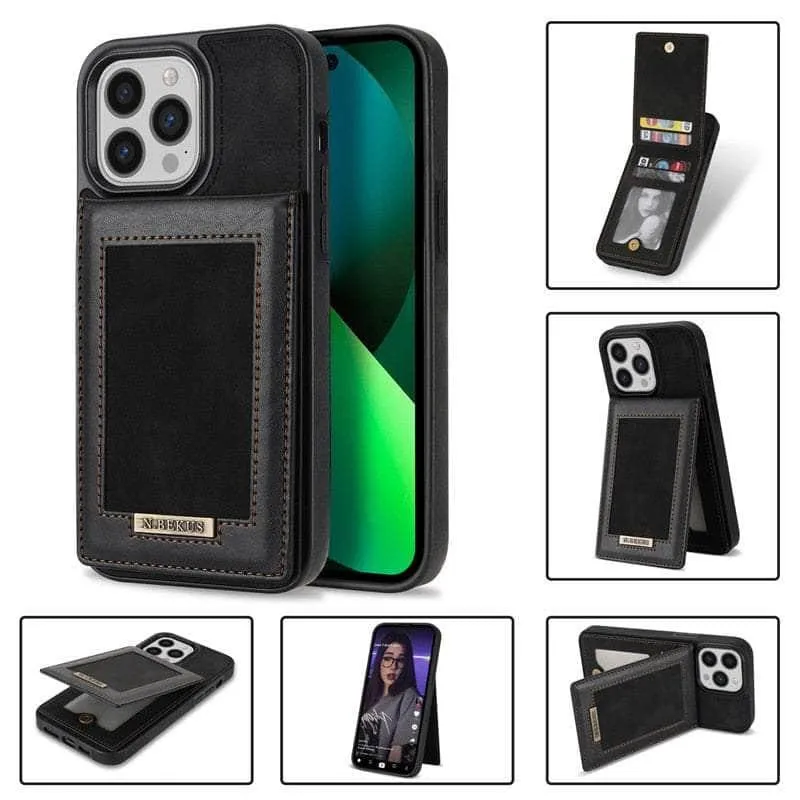 Luxury Vegan Leather iPhone 14 Pro Max Wallet Card Slots Holder