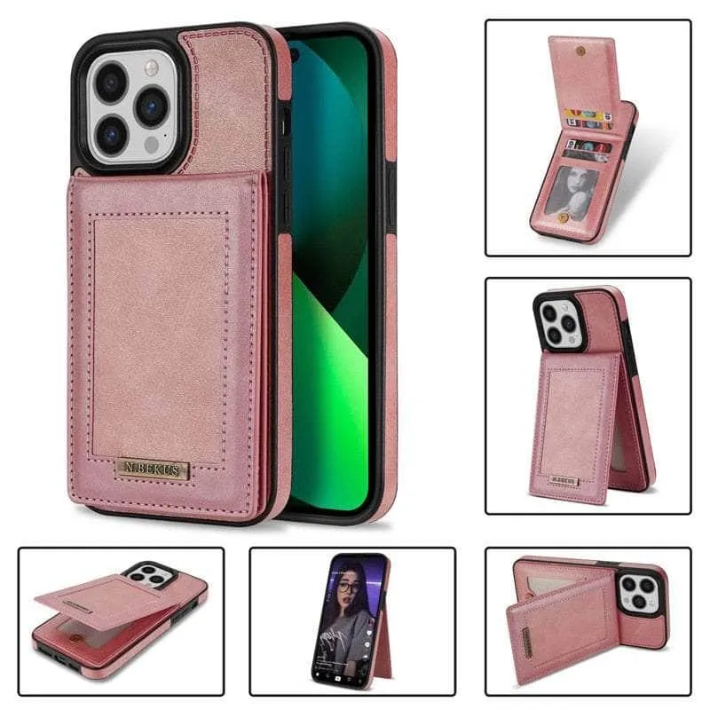 Luxury Vegan Leather iPhone 14 Pro Max Wallet Card Slots Holder