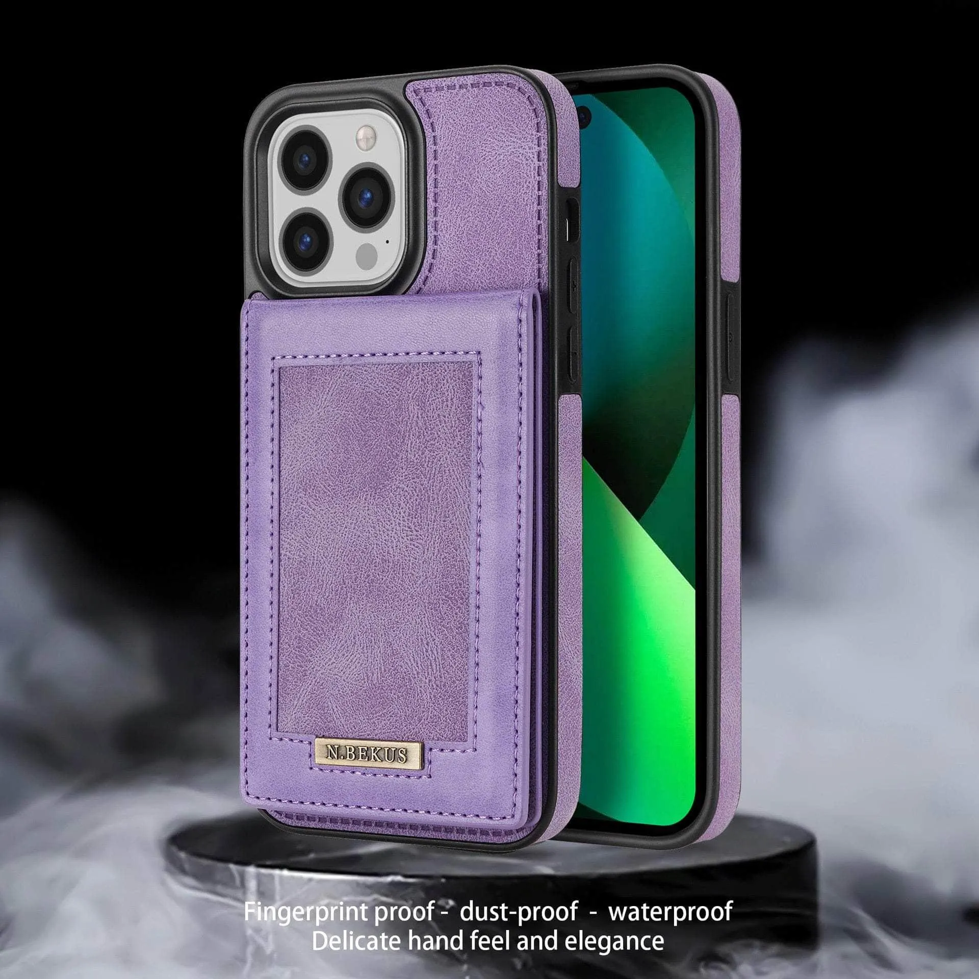 Luxury Vegan Leather iPhone 14 Pro Max Wallet Card Slots Holder