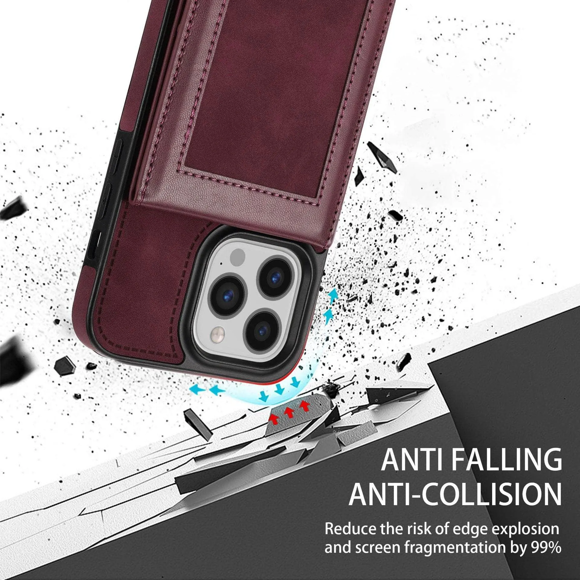 Luxury Vegan Leather iPhone 14 Pro Max Wallet Card Slots Holder