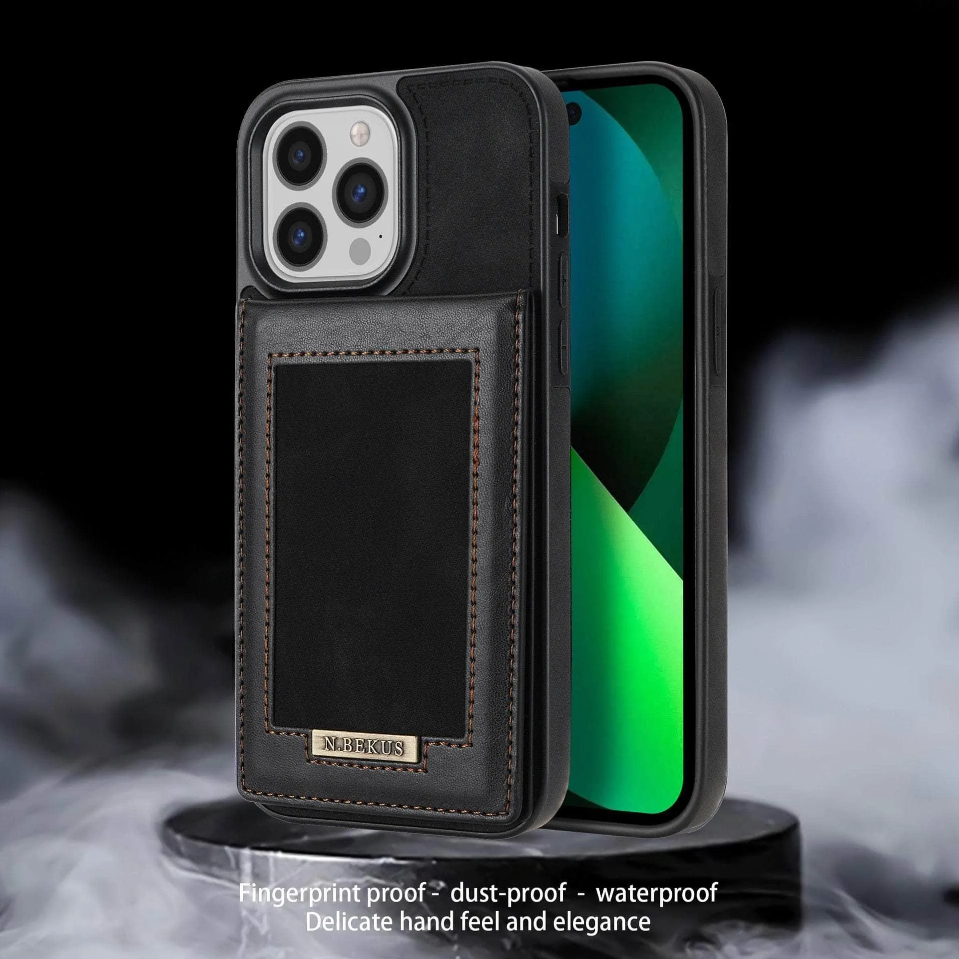 Luxury Vegan Leather iPhone 14 Pro Max Wallet Card Slots Holder