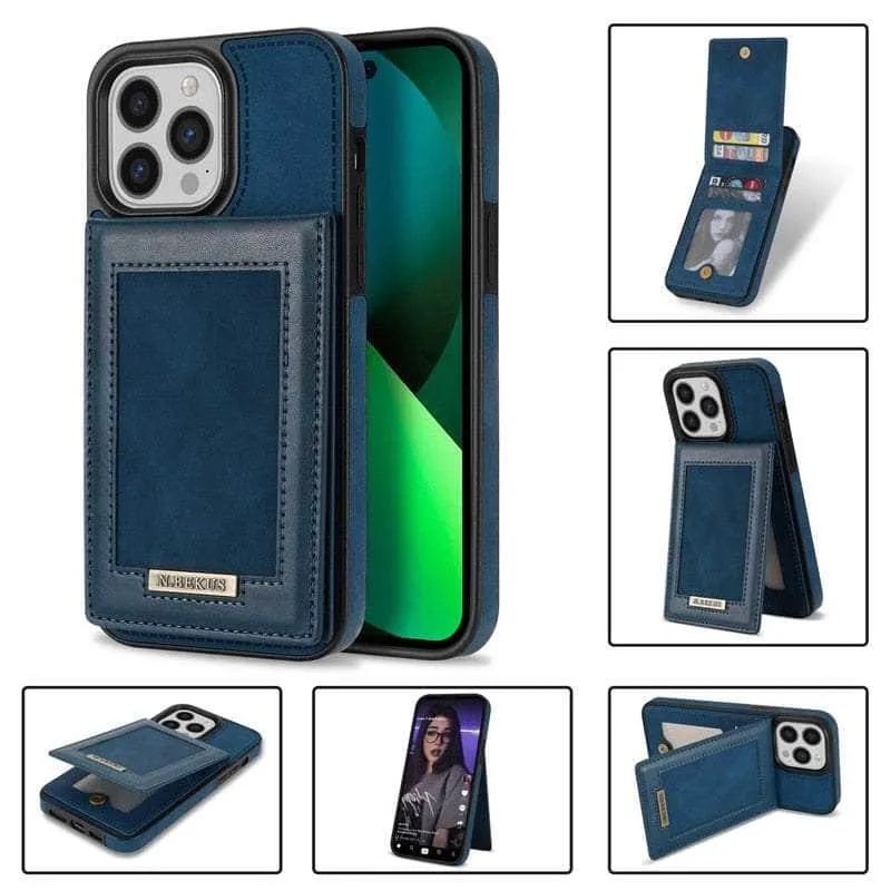 Luxury Vegan Leather iPhone 14 Pro Max Wallet Card Slots Holder