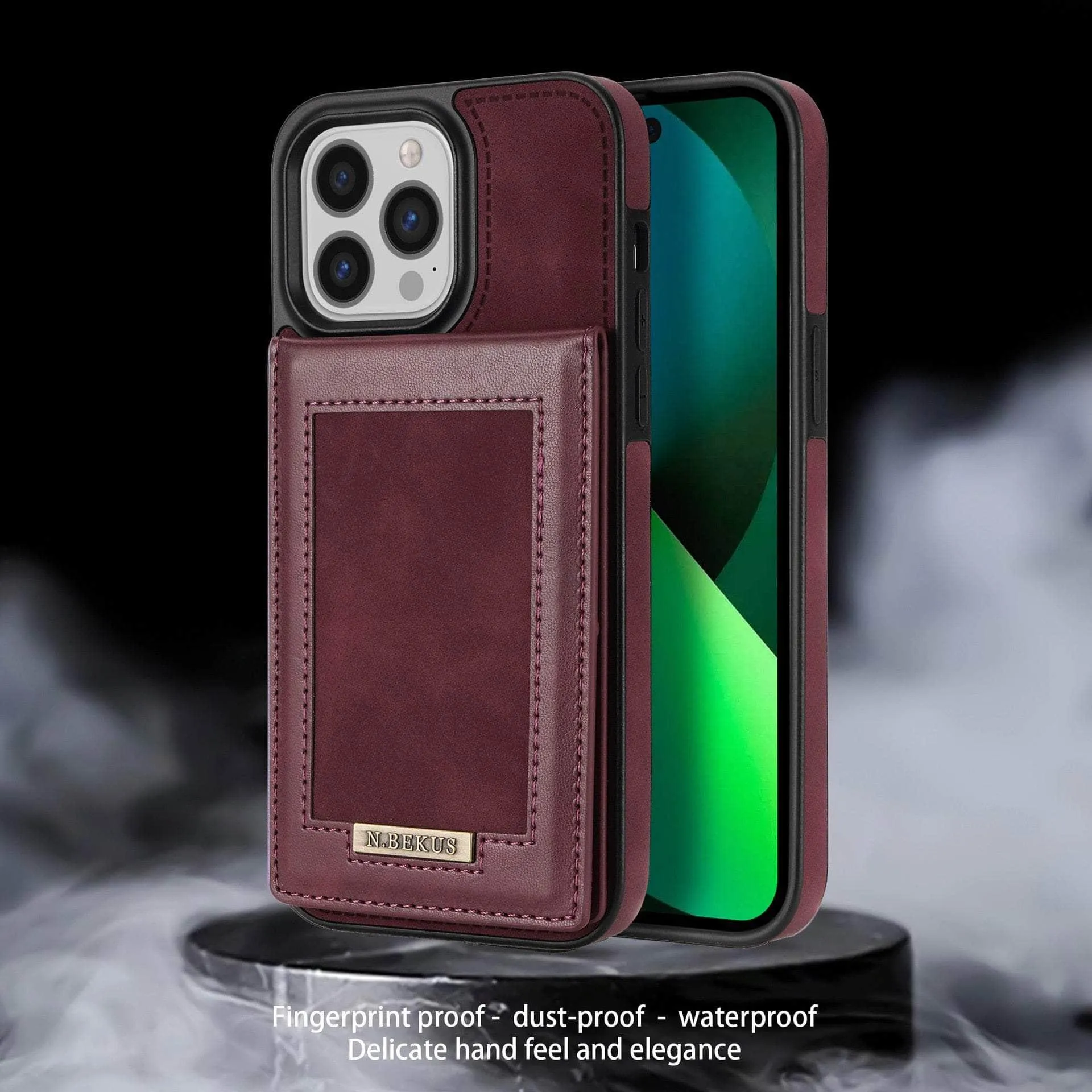Luxury Vegan Leather iPhone 14 Pro Max Wallet Card Slots Holder