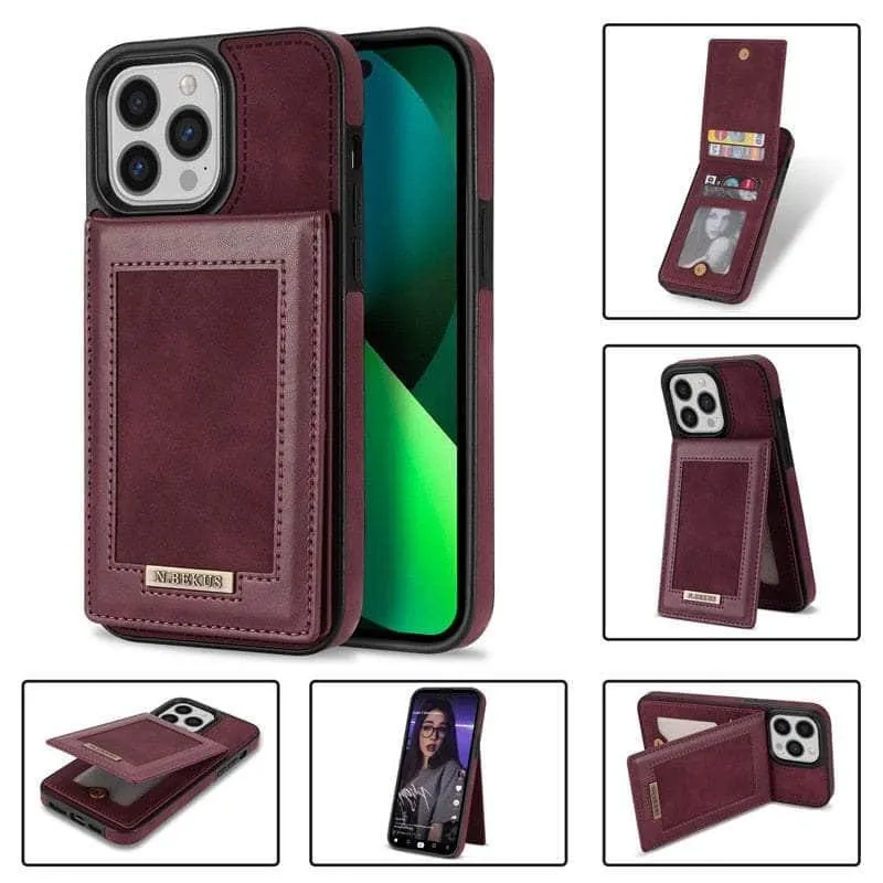 Luxury Vegan Leather iPhone 14 Pro Max Wallet Card Slots Holder