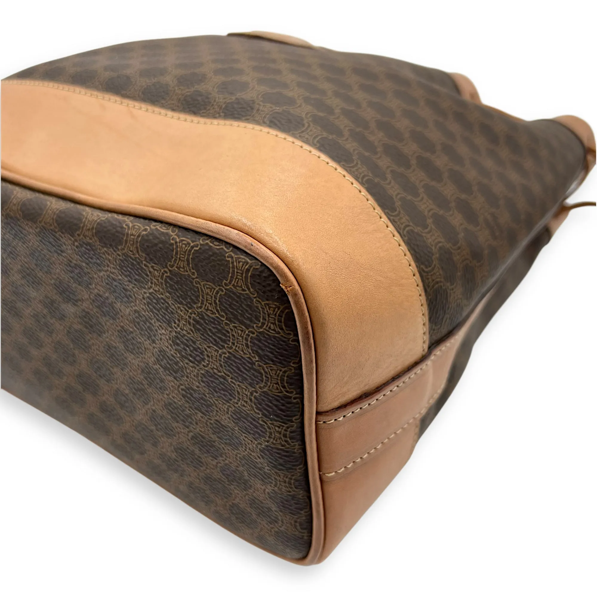 Macadam Bucket Bag Brown in Coated Canvas, Gold hardware