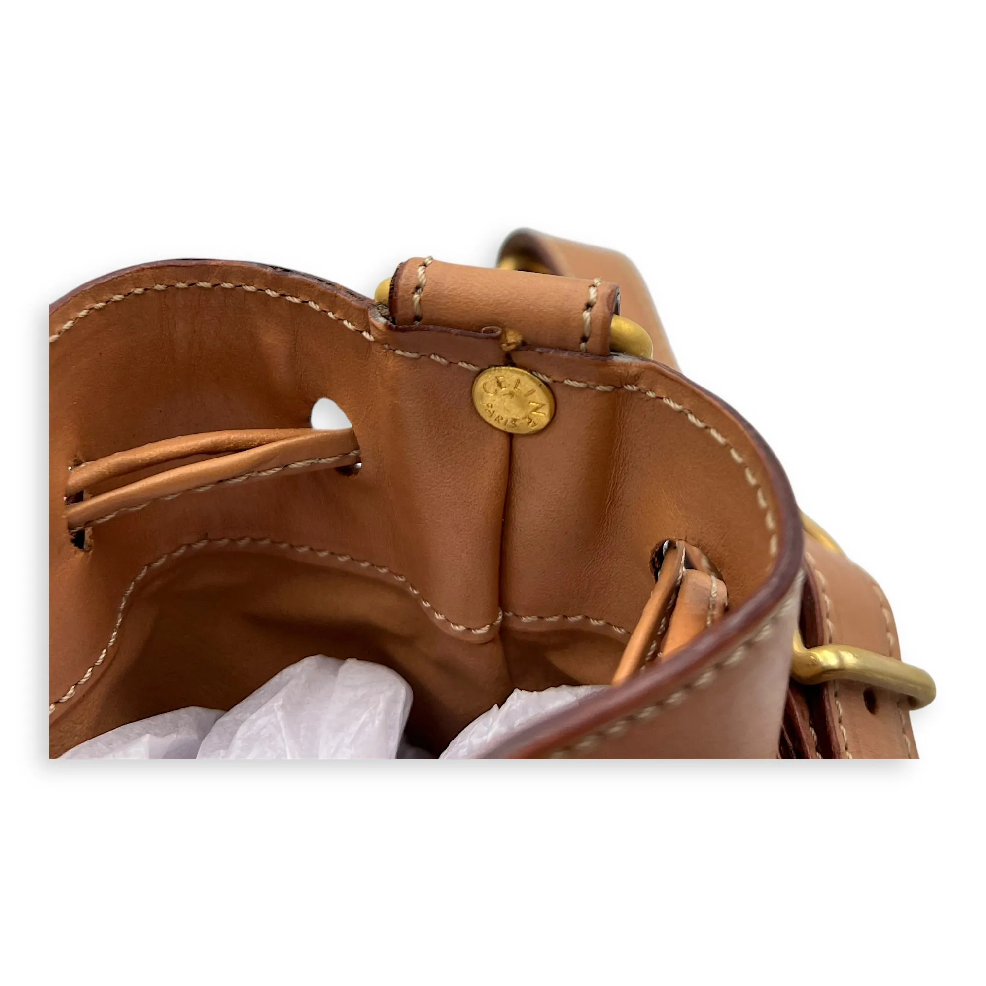 Macadam Bucket Bag Brown in Coated Canvas, Gold hardware