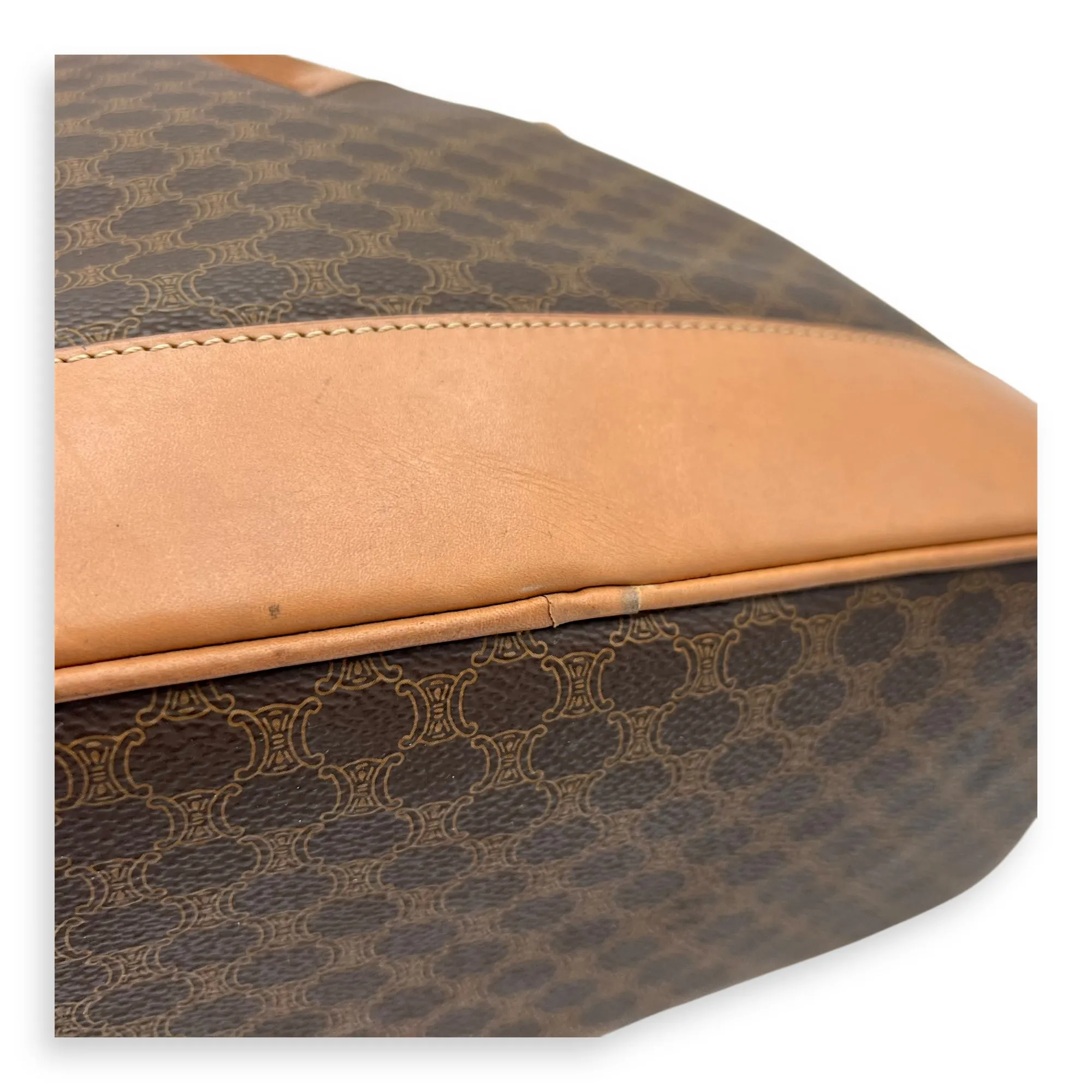Macadam Bucket Bag Brown in Coated Canvas, Gold hardware