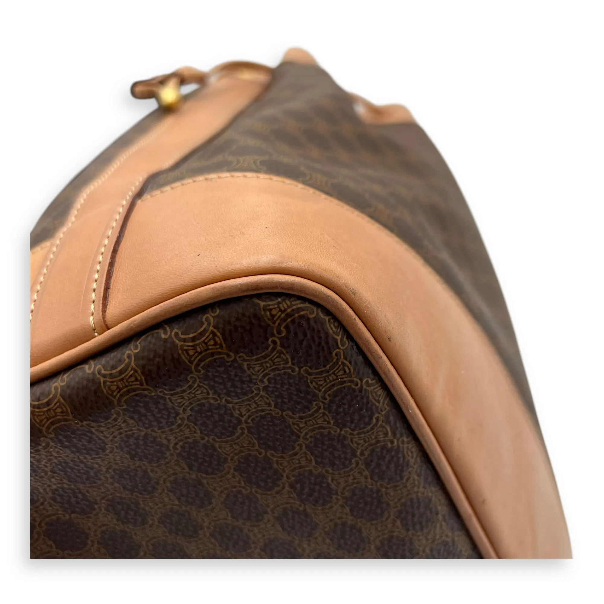 Macadam Bucket Bag Brown in Coated Canvas, Gold hardware