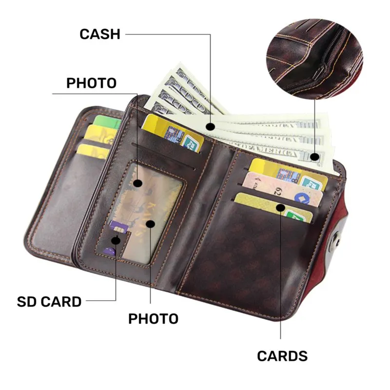 MBLeatherZ™ Genuine Leather Bifold Wallet: RFID Blocking, Credit Card/ID Holder