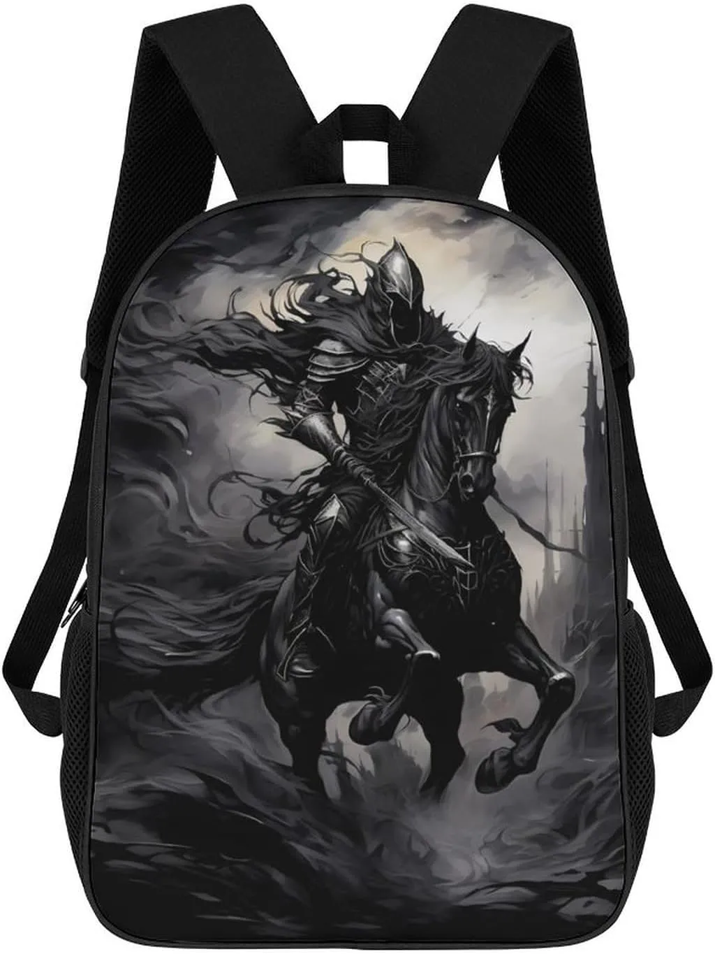 Medieval Knight Crusader Riding Horse Travel Backpack Carry On Backpack 17 Inch Laptop Bag Casual Daypack for Weekender Business Hiking