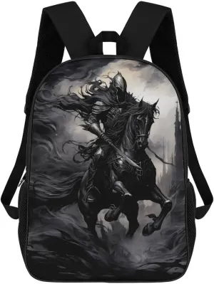 Medieval Knight Crusader Riding Horse Travel Backpack Carry On Backpack 17 Inch Laptop Bag Casual Daypack for Weekender Business Hiking