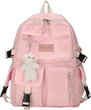 Men And Women Adult Fashion Nylon Zipper Large Capacity Student Backpack Womens Satchel Backpack (One Size)