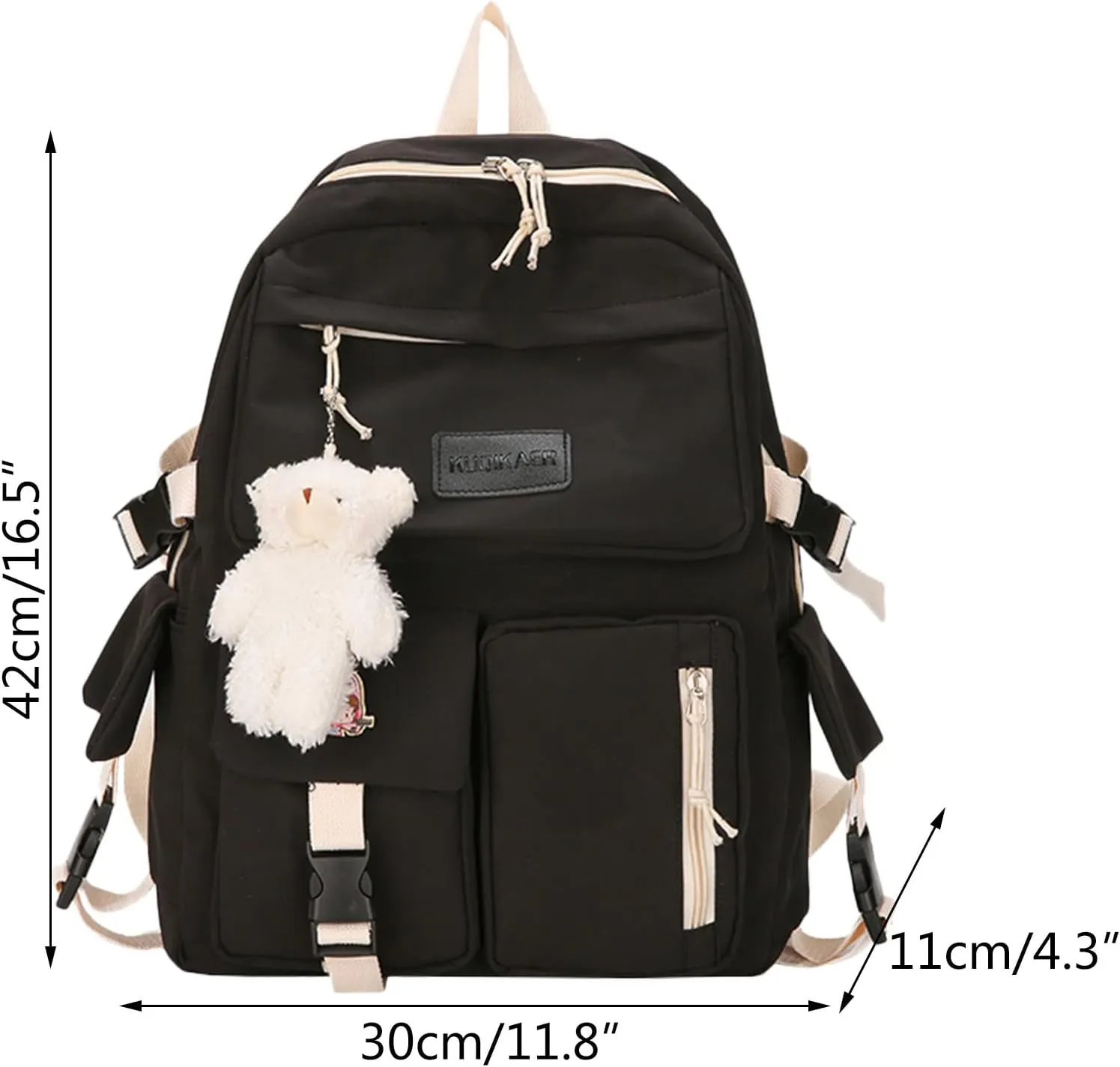 Men And Women Adult Fashion Nylon Zipper Large Capacity Student Backpack Womens Satchel Backpack (One Size)