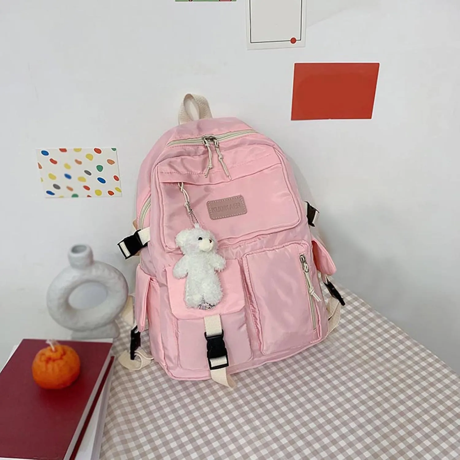 Men And Women Adult Fashion Nylon Zipper Large Capacity Student Backpack Womens Satchel Backpack (One Size)