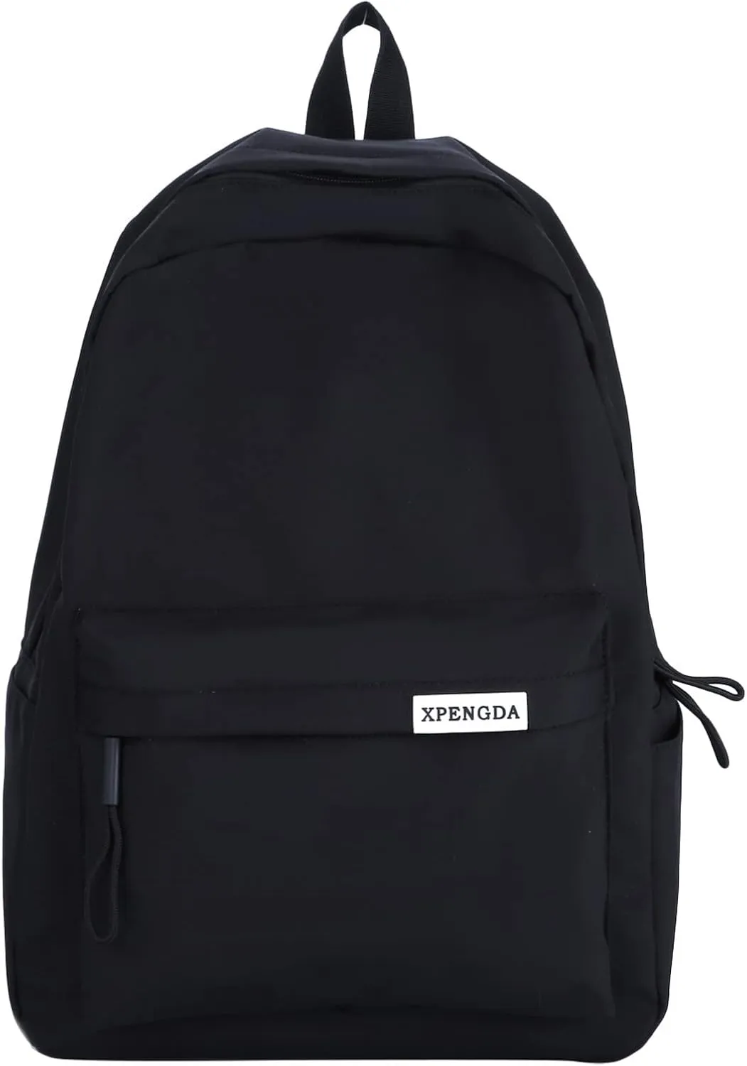 Men And Women Adult Fashion Solid Color Nylon Zipper Simple Large Capacity Student Backpack Retro (Black, One Size)
