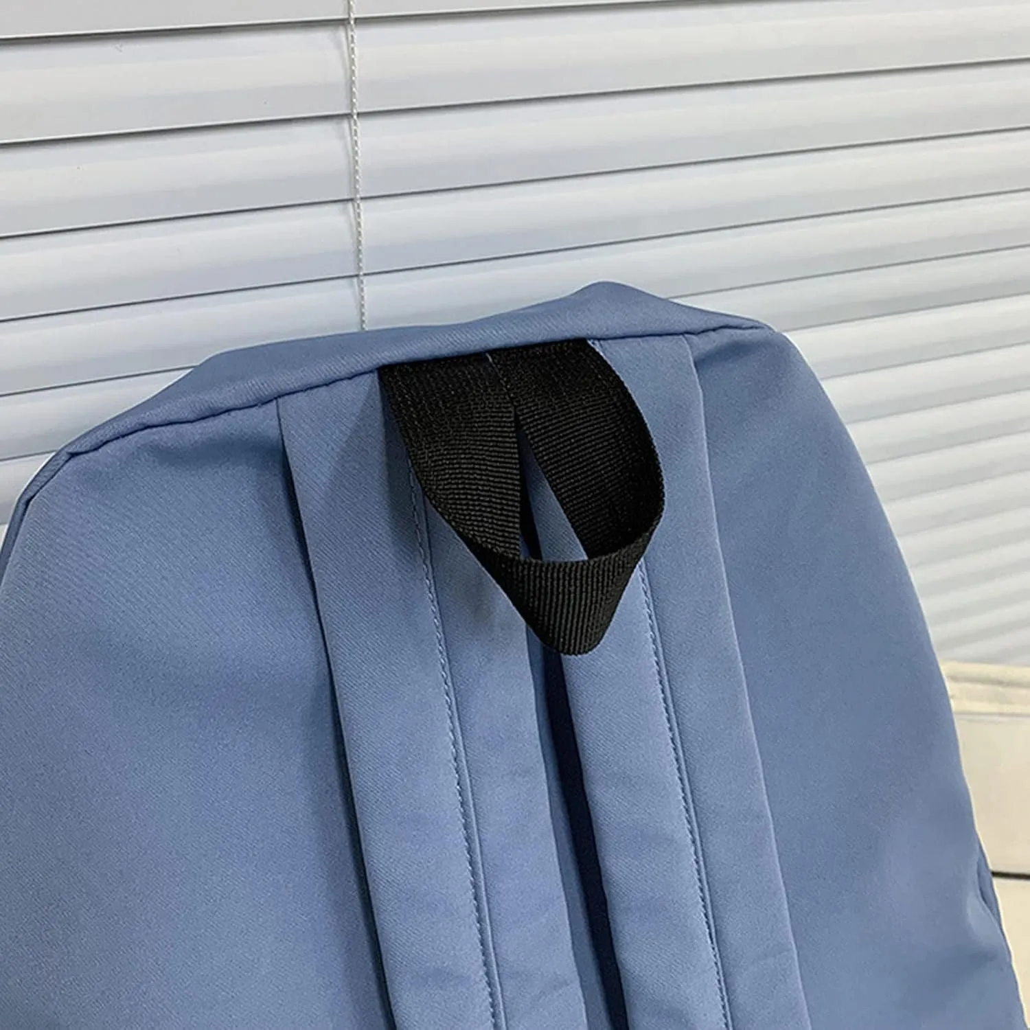 Men And Women Adult Fashion Solid Color Nylon Zipper Simple Large Capacity Student Backpack Retro (Blue, One Size)