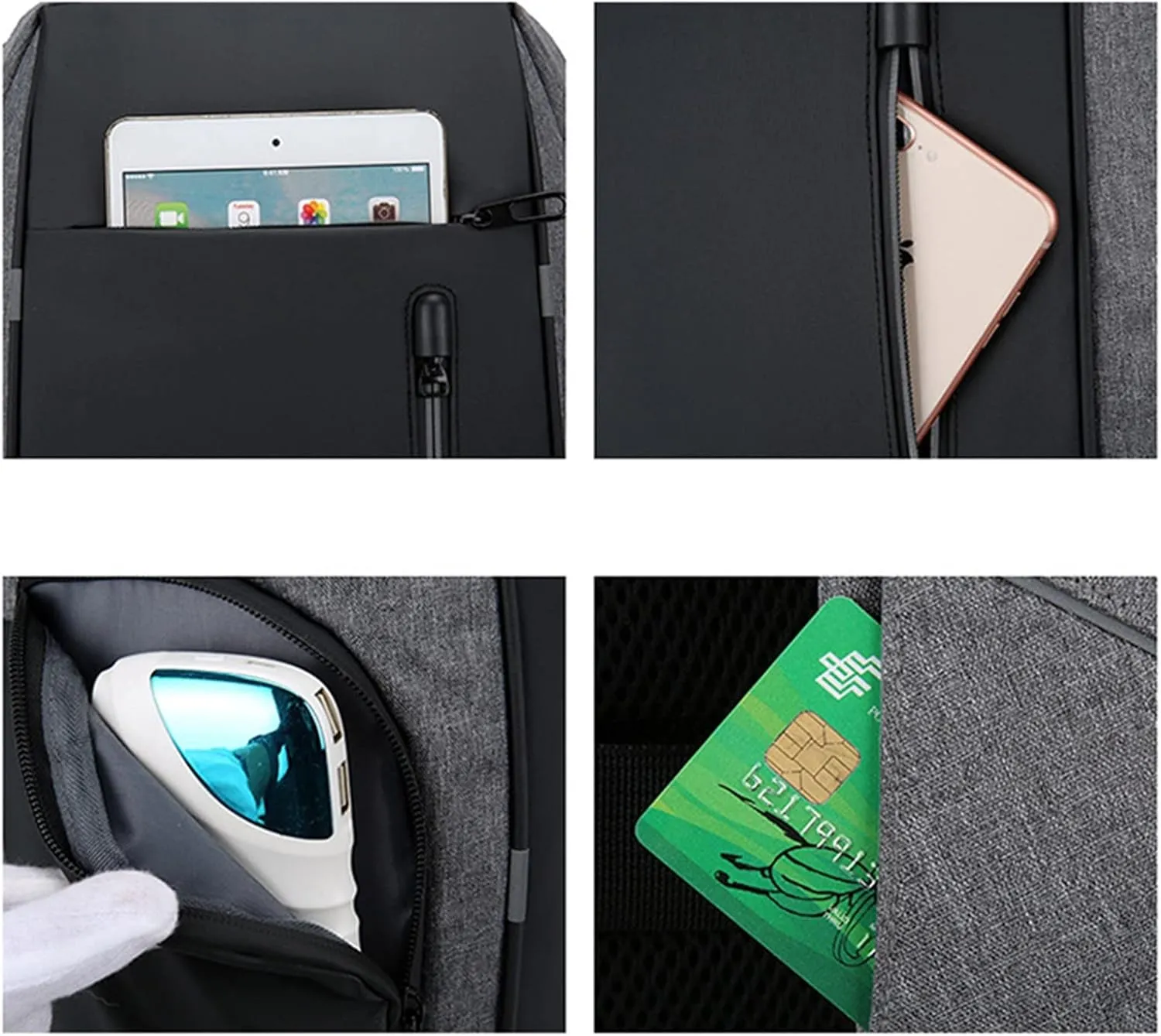 Men Business Bag Laptop Bag Multifunctional USB Backpack Large Capacity Kids Carry on Luggage with (Grey, One Size)
